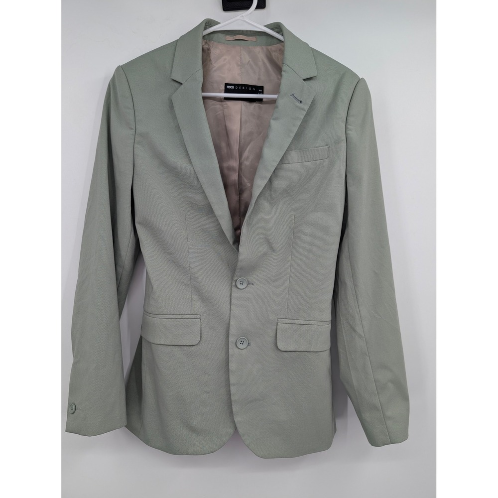 ASOS DESIGN Men Sage Green Slim Fit Blazer Suit Jacket Sz 32 Regular Sport Coat
